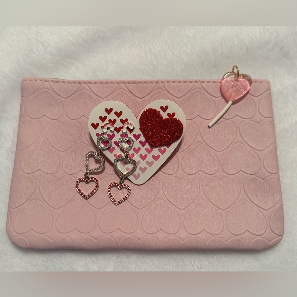 Valentines Heart Earrings Makeup Bag Set 2